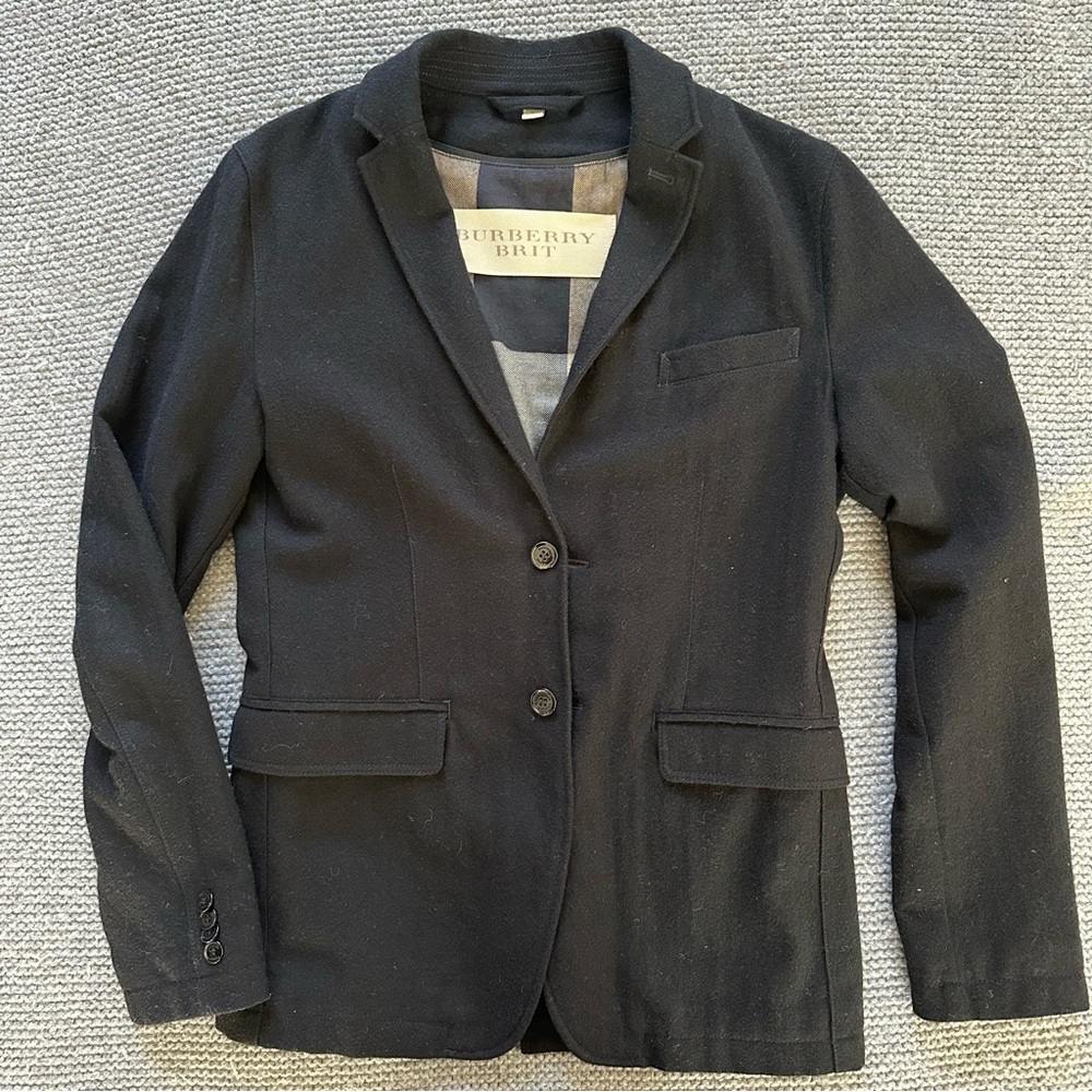 Burberry Brit Black Blazer Wool Blend Size S - Picture 15 of 16